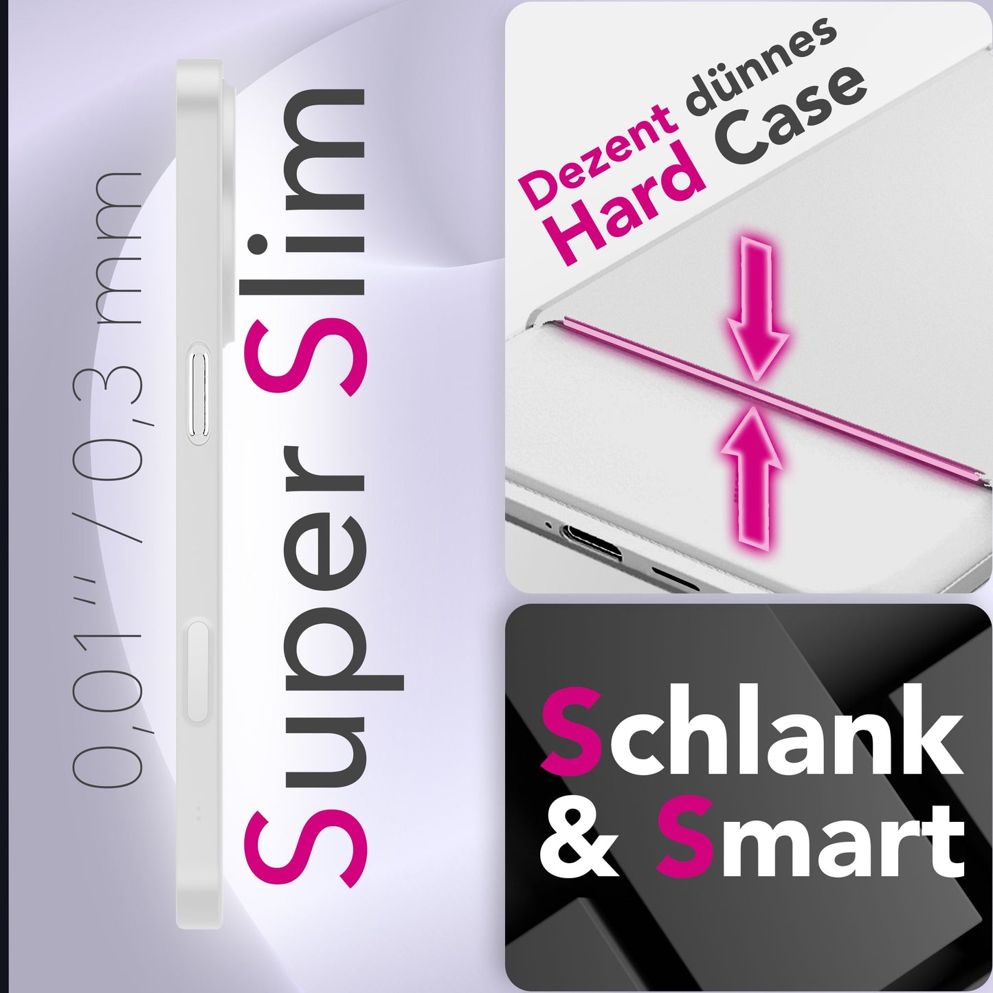 NALIA Phantom hulstur fyrir Apple iPhone 17 Pro Max (mjög þunnt) - 0,3 mm úrþunnt hart hulstur, matt og blettavörn, fjaðurlétt símahulstur, þunnt hulstur