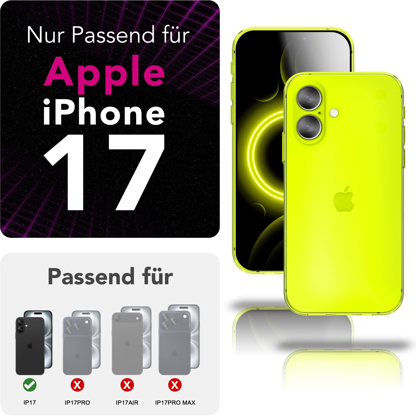 NALIA Hülle Vibe für Apple iPhone 17 (Knallige Farben) - Leuchtendes TPU Case in Neon Optik, Bunt & Semi-Transparent, Anti-Gelb Silikon, Flexible Handyhülle, Schlank