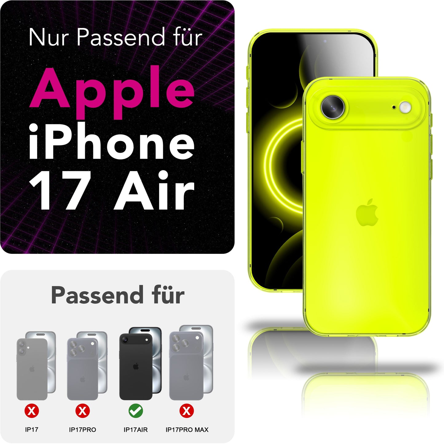 NALIA Vibe hulstur fyrir Apple iPhone 17 Air (líflegir litir) - litríkt TPU hulstur með neon litbrigðum, hálfgagnsætt, þunnt, gulnunarvarna, litríkt sílikon hulstur
