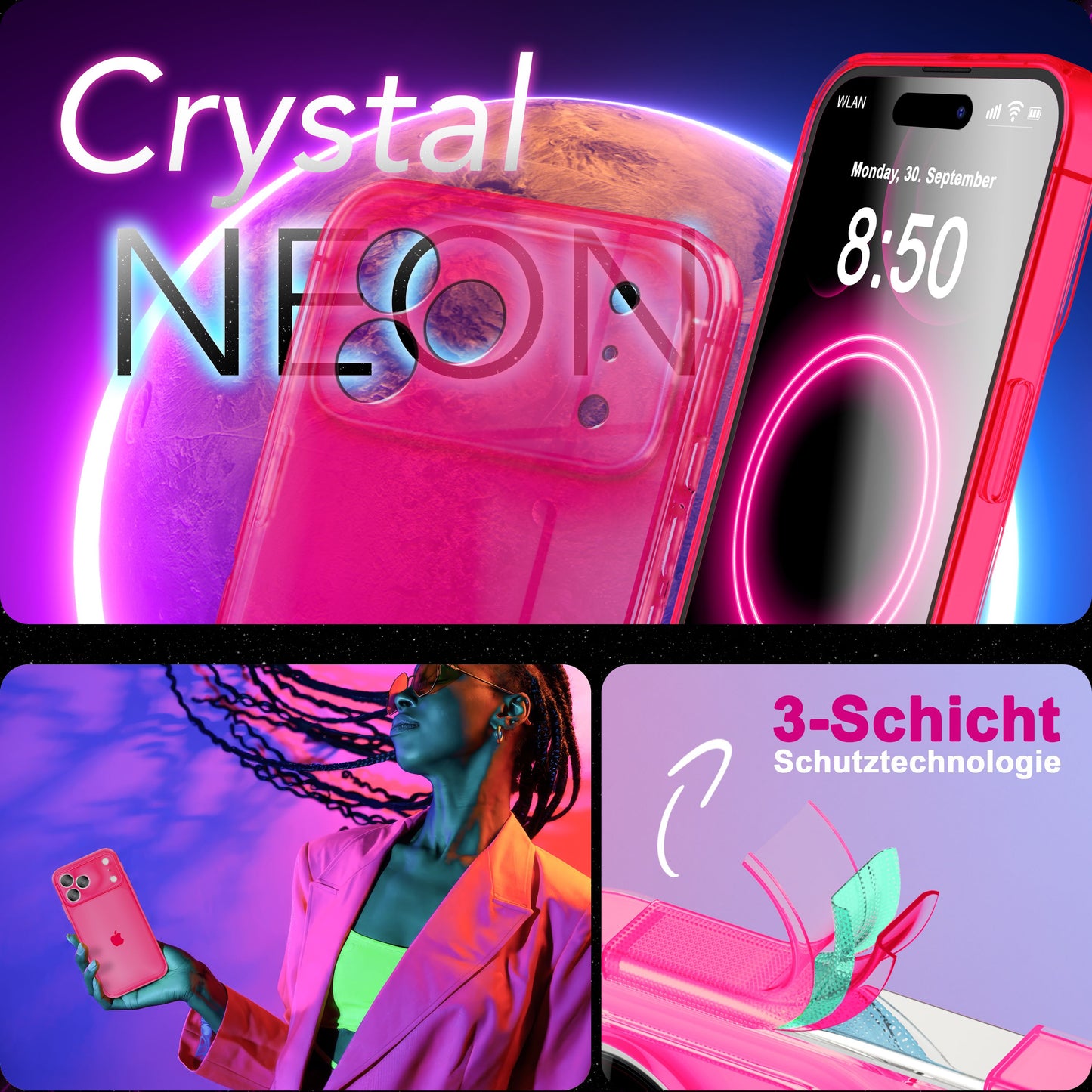 NALIA Vibe Case for Apple iPhone 17 Pro (Vibrant Colors) - Bright TPU Cover with Neon Color Boost, Transparent &amp; Flexible, Anti-Yellowing, Colorful Silicone Phone Case