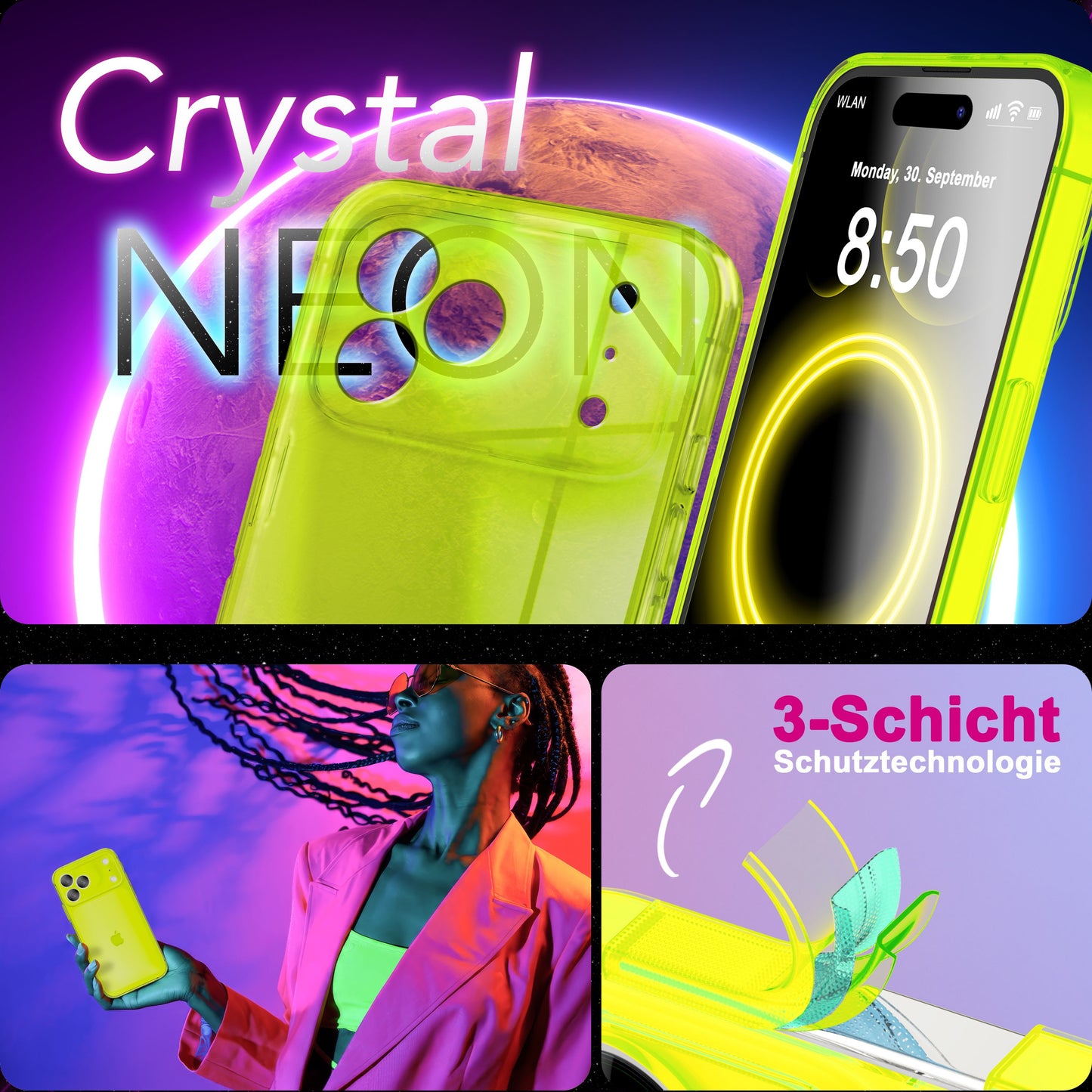 NALIA Vibe Case for Apple iPhone 17 Pro (Vibrant Colors) - Bright TPU Cover with Neon Color Boost, Transparent &amp; Flexible, Anti-Yellowing, Colorful Silicone Phone Case