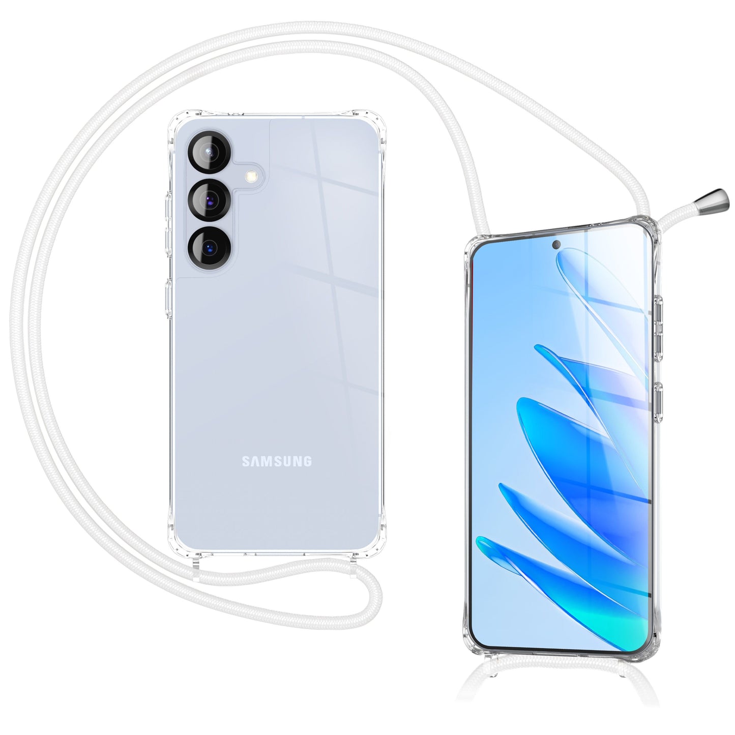 NALIA Hangit Case for Samsung Galaxy S25 FE (Crossbody Case) - Transparent Phone Case with Strap, Crystal Clear &amp; Anti-Yellowing, Adjustable 160cm Phone Chain