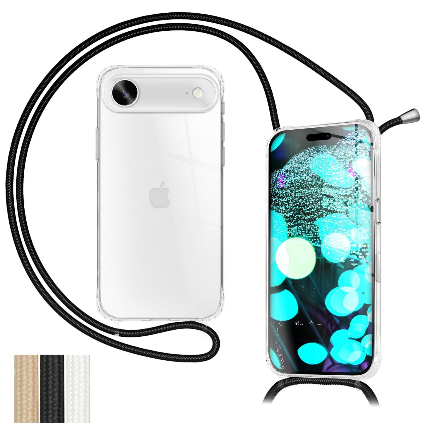 NALIA Hangit Case for Apple iPhone 17 Air (Crossbody Case) - Transparent Protective Case with 160cm Strap, Anti-Yellowing, Shockproof &amp; Scratch-Resistant, Adjustable Phone Chain