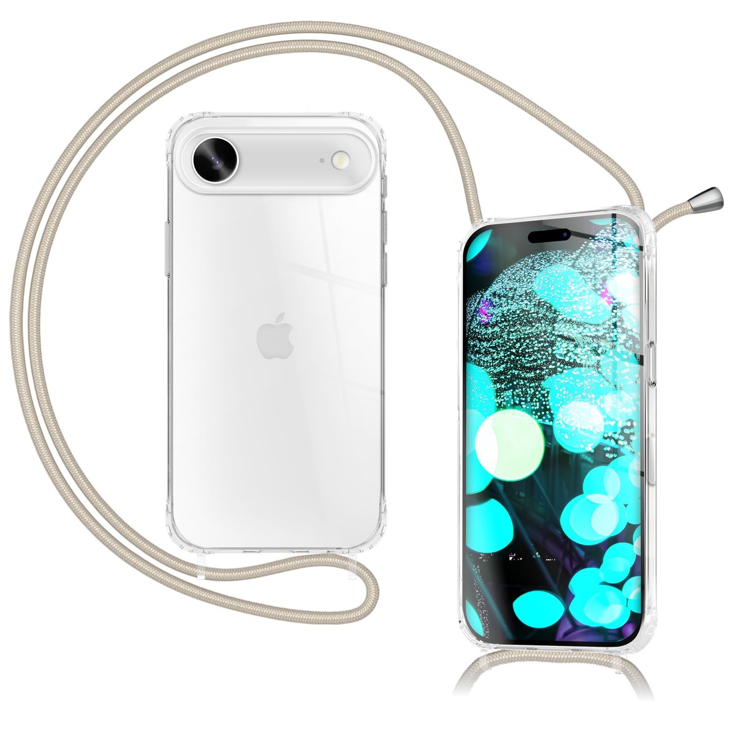 NALIA Hangit Case for Apple iPhone 17 Air (Crossbody Case) - Transparent Protective Case with 160cm Strap, Anti-Yellowing, Shockproof &amp; Scratch-Resistant, Adjustable Phone Chain