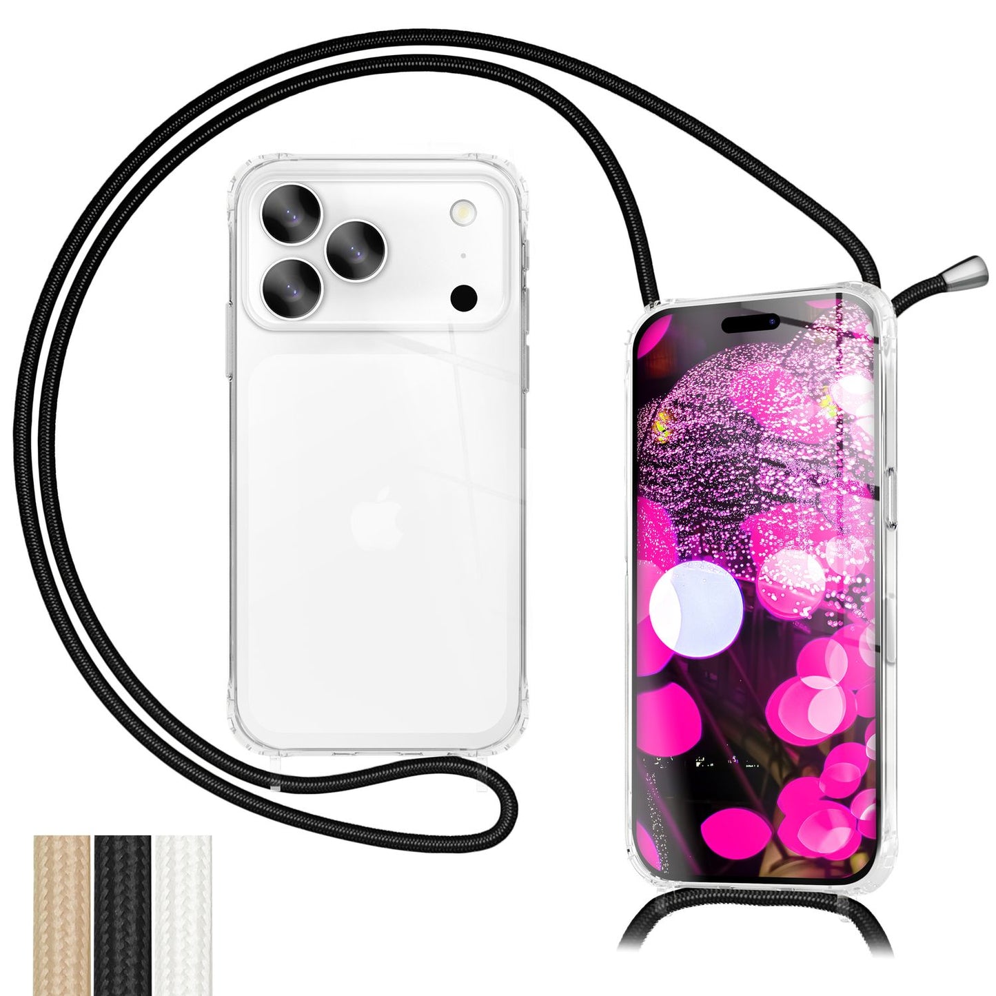 NALIA Hangit Case for Apple iPhone 17 Pro Max (Crossbody Case) - Crystal Clear Cover with Carrying Strap, Shockproof &amp; Anti-Yellowing, 160cm Adjustable Phone Chain