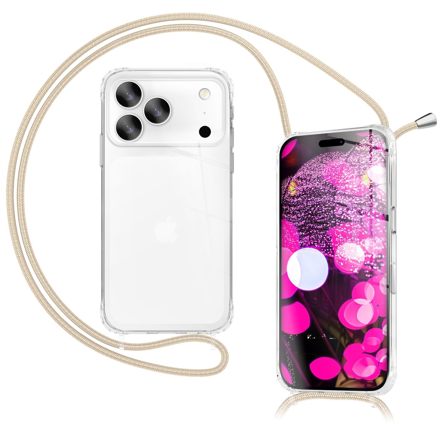 NALIA Hangit Case for Apple iPhone 17 Pro Max (Crossbody Case) - Crystal Clear Cover with Carrying Strap, Shockproof &amp; Anti-Yellowing, 160cm Adjustable Phone Chain