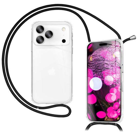NALIA Hangit Case for Apple iPhone 17 Pro Max (Crossbody Case) - Crystal Clear Cover with Carrying Strap, Shockproof &amp; Anti-Yellowing, 160cm Adjustable Phone Chain