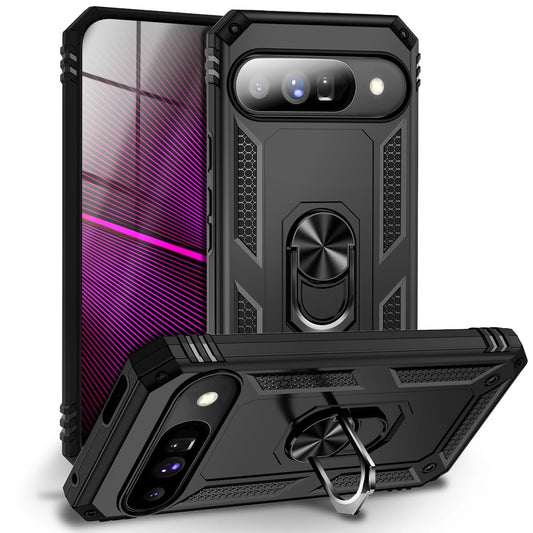 NALIA RingDefend Case for Google Pixel 10 (Military-Grade Protection), Robust Tactical-Style Case, Impact Resistant, 360° Ring &amp; Stand, Outdoor Protective Case - Black