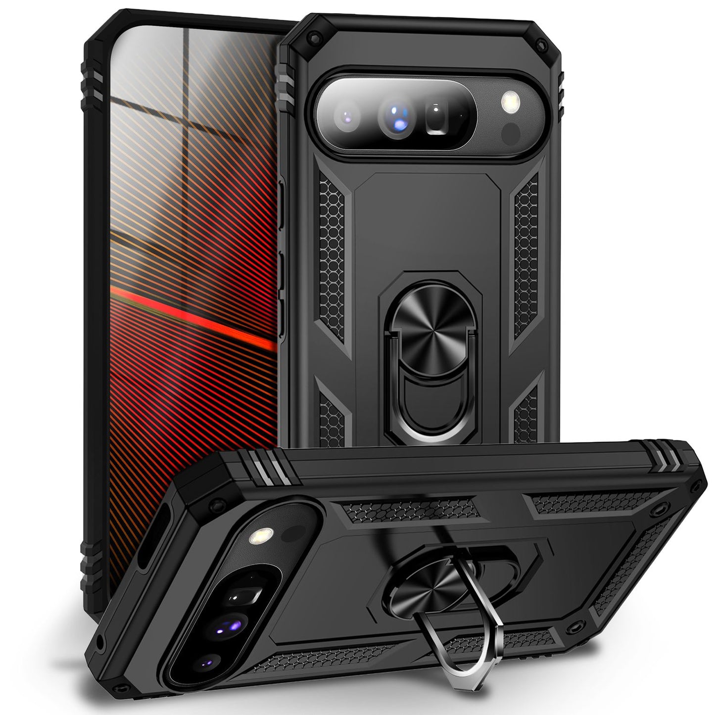 NALIA RingDefend Case for Google Pixel 10 Pro (Military-Grade Protection), Military-Grade Armored Case with 360° Rotating Ring &amp; Stand, Impact Resistant &amp; Shockproof, Outdoor Phone Cover - Black