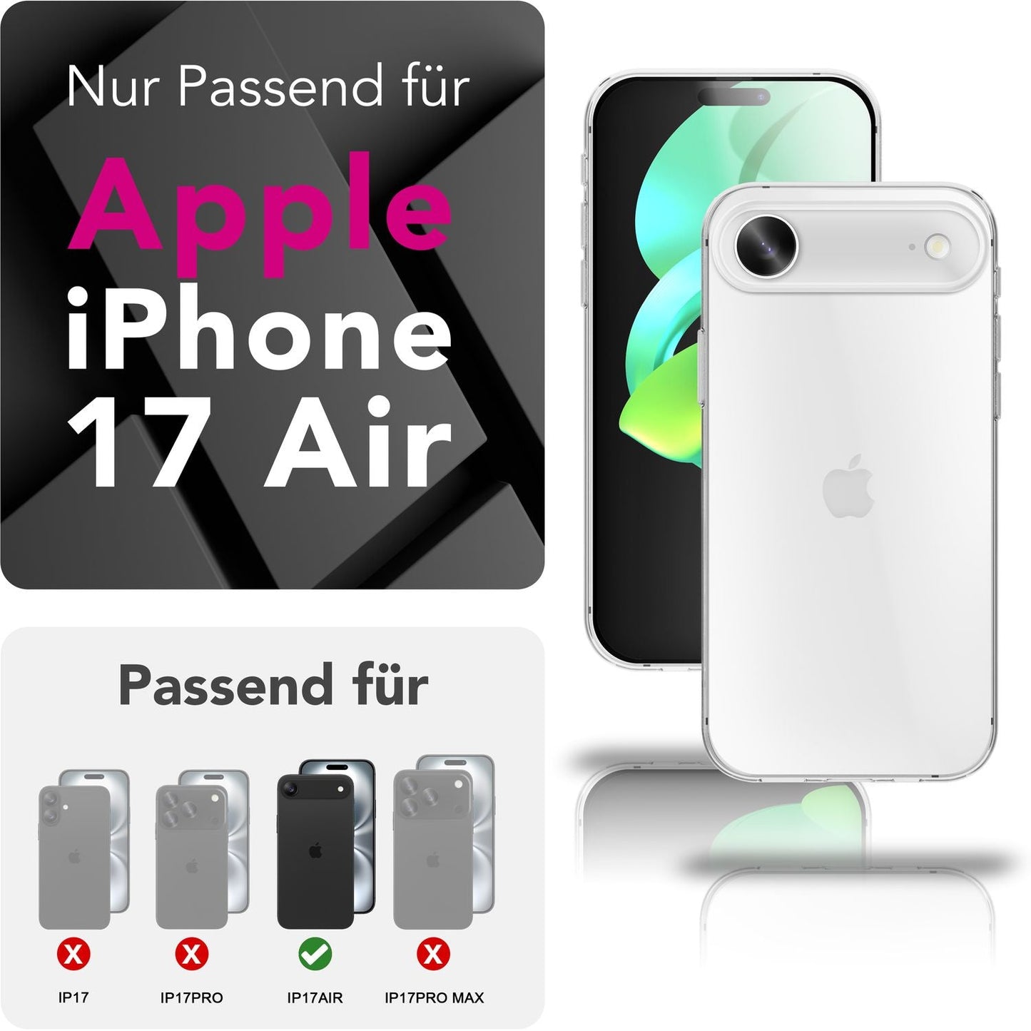 NALIA 360Guard hulstur fyrir Apple iPhone 17 Air (360° vörn allan hringinn) - Kristaltært hlífðarhulstur með skjávörn og bakhlið, gegnsætt og rispuþolið, gulnar ekki, fullkomin vörn, sterkt