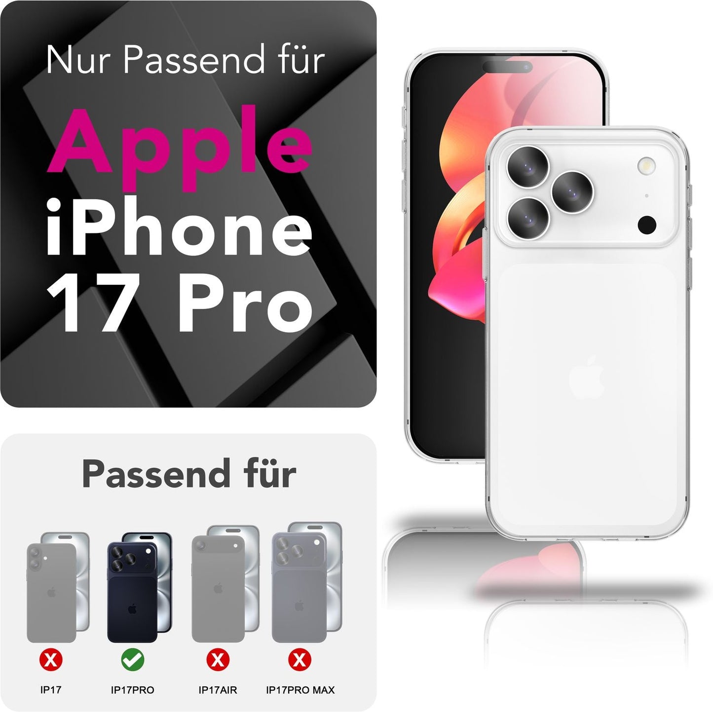 NALIA 360Guard Case for Apple iPhone 17 Pro (360° All-Around Protection) - Highly Transparent Phone Case for Complete Protection, Hard Back &amp; Front Film, Clear &amp; Anti-Yellowing, Touch Compatible