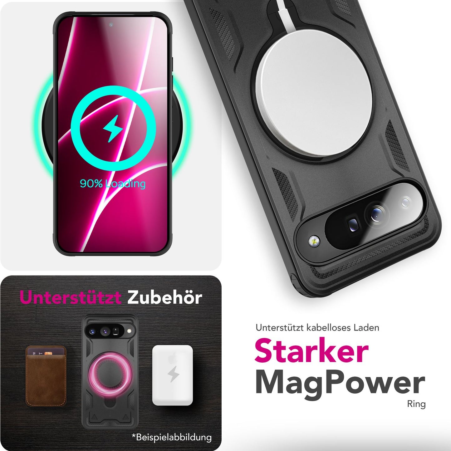 NALIA Stormguard hulstur fyrir Google Pixel 10 (óslítandi brynjað hulstur með MagSafe), höggheldur fallvörn í hernaðarstíl, 360° hringur, verndarhulstur fyrir útiveru