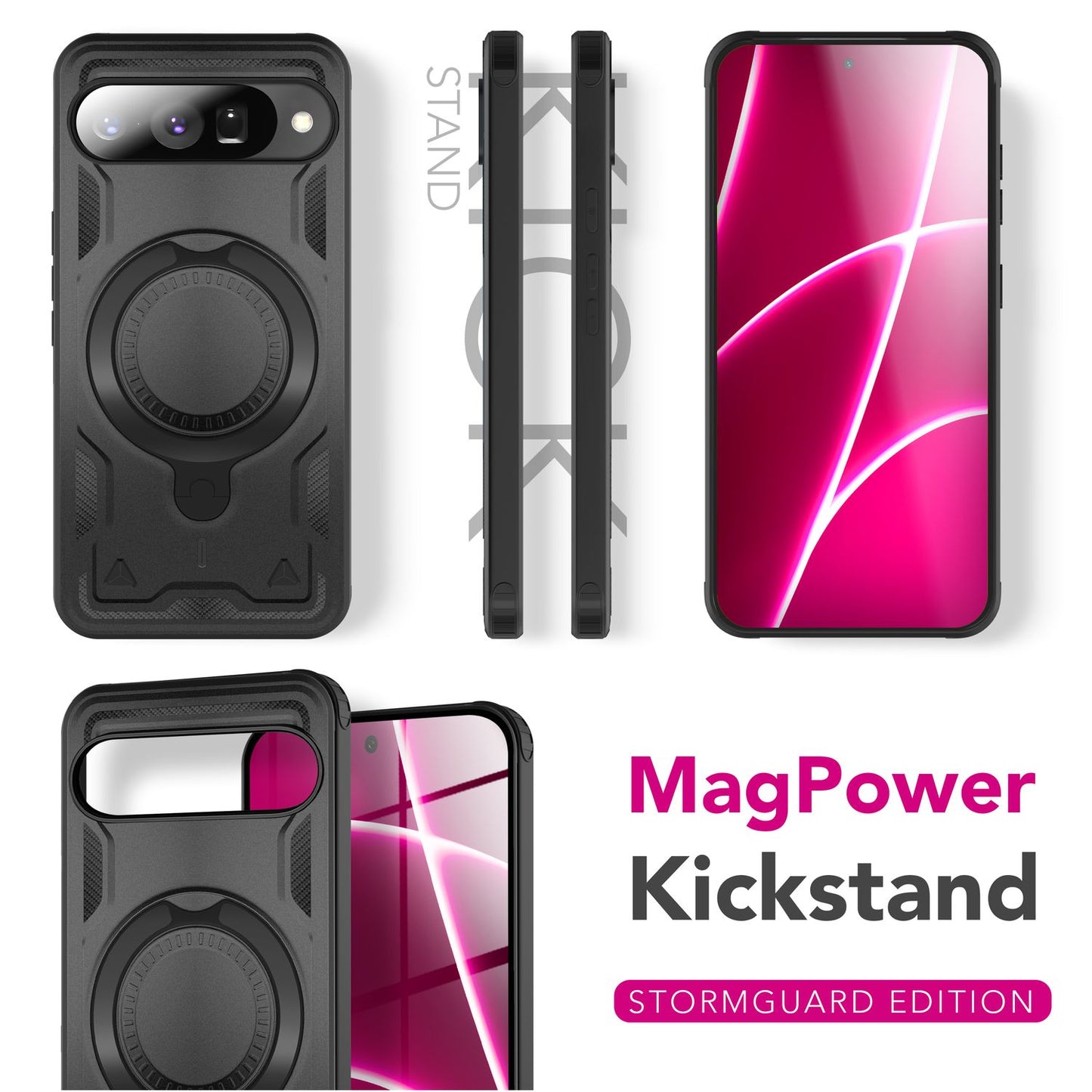 NALIA Stormguard hulstur fyrir Google Pixel 10 (óslítandi brynjað hulstur með MagSafe), höggheldur fallvörn í hernaðarstíl, 360° hringur, verndarhulstur fyrir útiveru