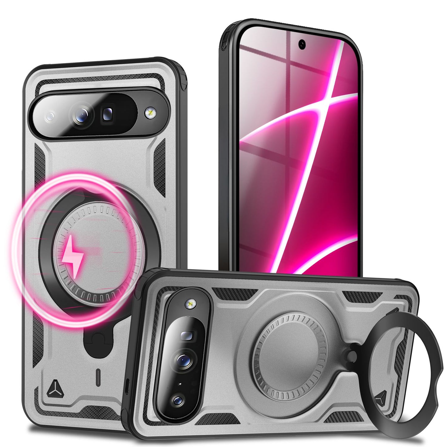 NALIA Stormguard hulstur fyrir Google Pixel 10 (óslítandi brynjað hulstur með MagSafe), höggheldur fallvörn í hernaðarstíl, 360° hringur, verndarhulstur fyrir útiveru