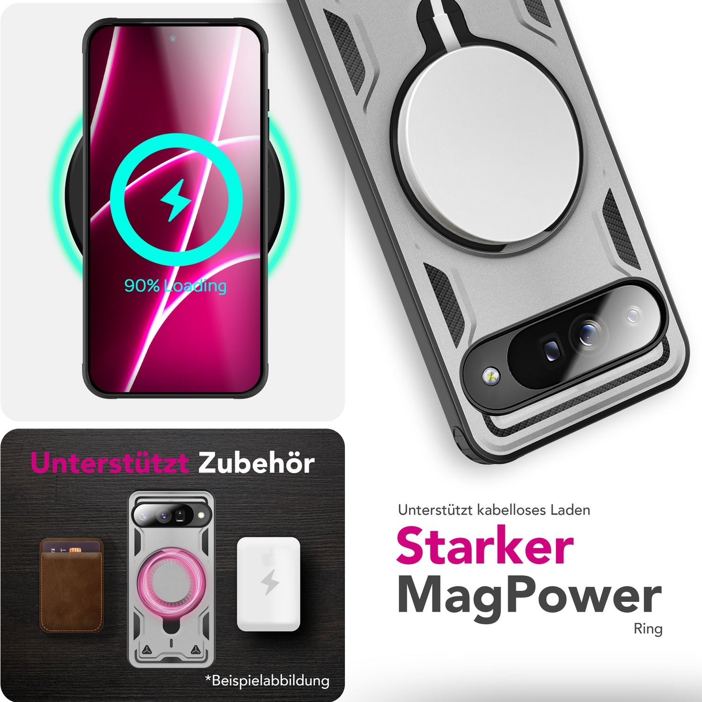 NALIA Stormguard hulstur fyrir Google Pixel 10 (óslítandi brynjað hulstur með MagSafe), höggheldur fallvörn í hernaðarstíl, 360° hringur, verndarhulstur fyrir útiveru