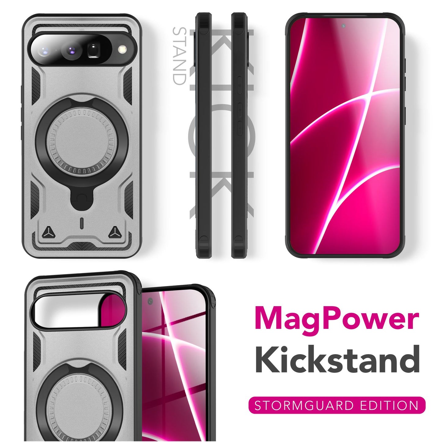 NALIA Stormguard hulstur fyrir Google Pixel 10 (óslítandi brynjað hulstur með MagSafe), höggheldur fallvörn í hernaðarstíl, 360° hringur, verndarhulstur fyrir útiveru