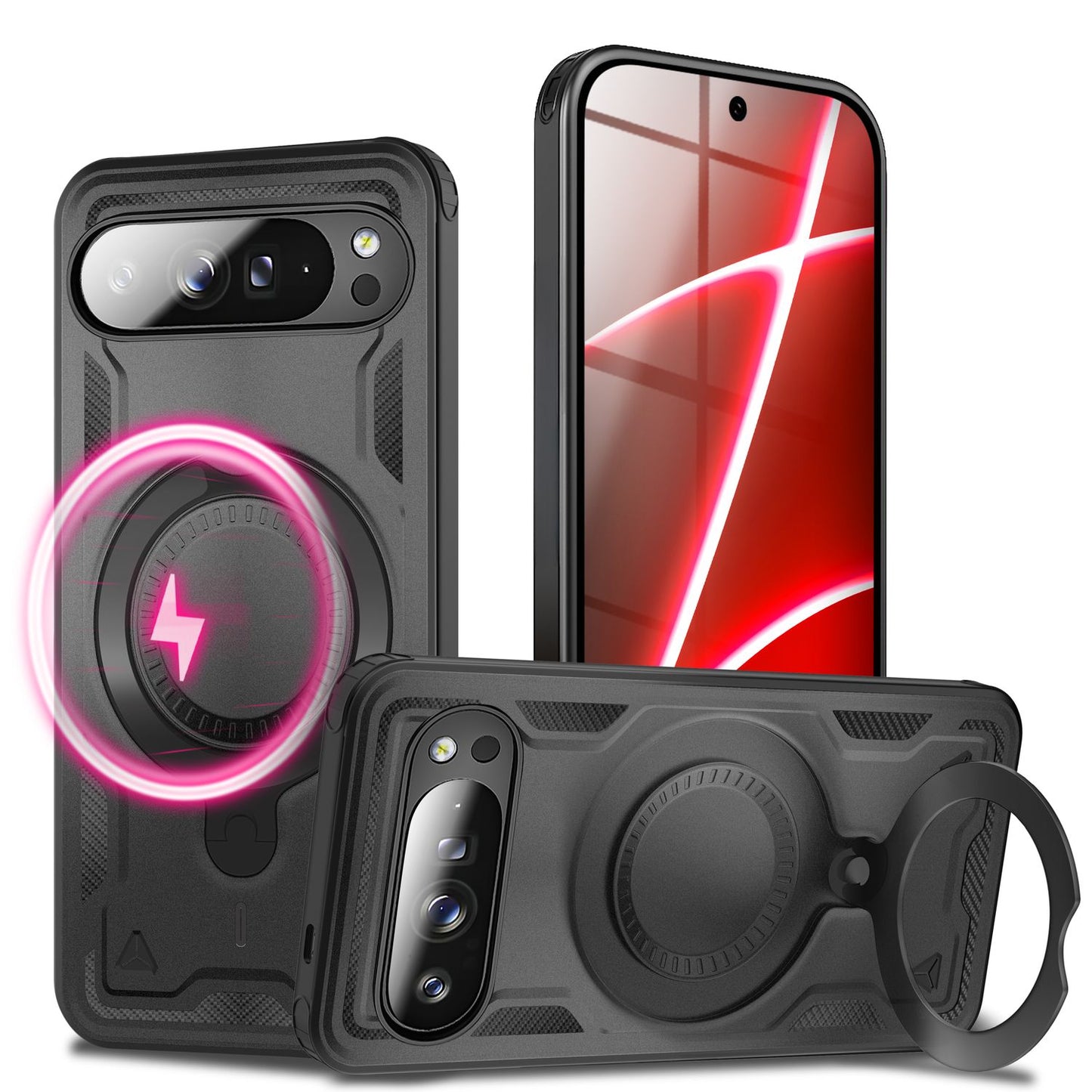 NALIA Hülle Stormguard für Google Pixel 10 Pro (Unzerstörbare Panzerhülle mit MagSafe), Schlagfeste Schutzhülle im Military Look, 360° Ring Ständer, Outdoor Cover