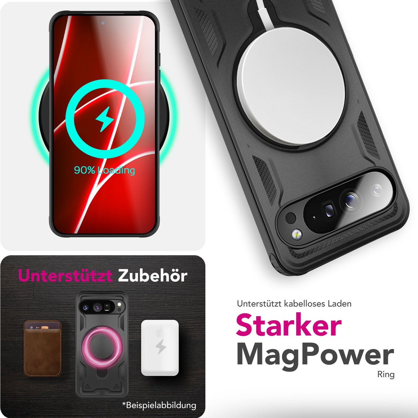 NALIA Hülle Stormguard für Google Pixel 10 Pro (Unzerstörbare Panzerhülle mit MagSafe), Schlagfeste Schutzhülle im Military Look, 360° Ring Ständer, Outdoor Cover