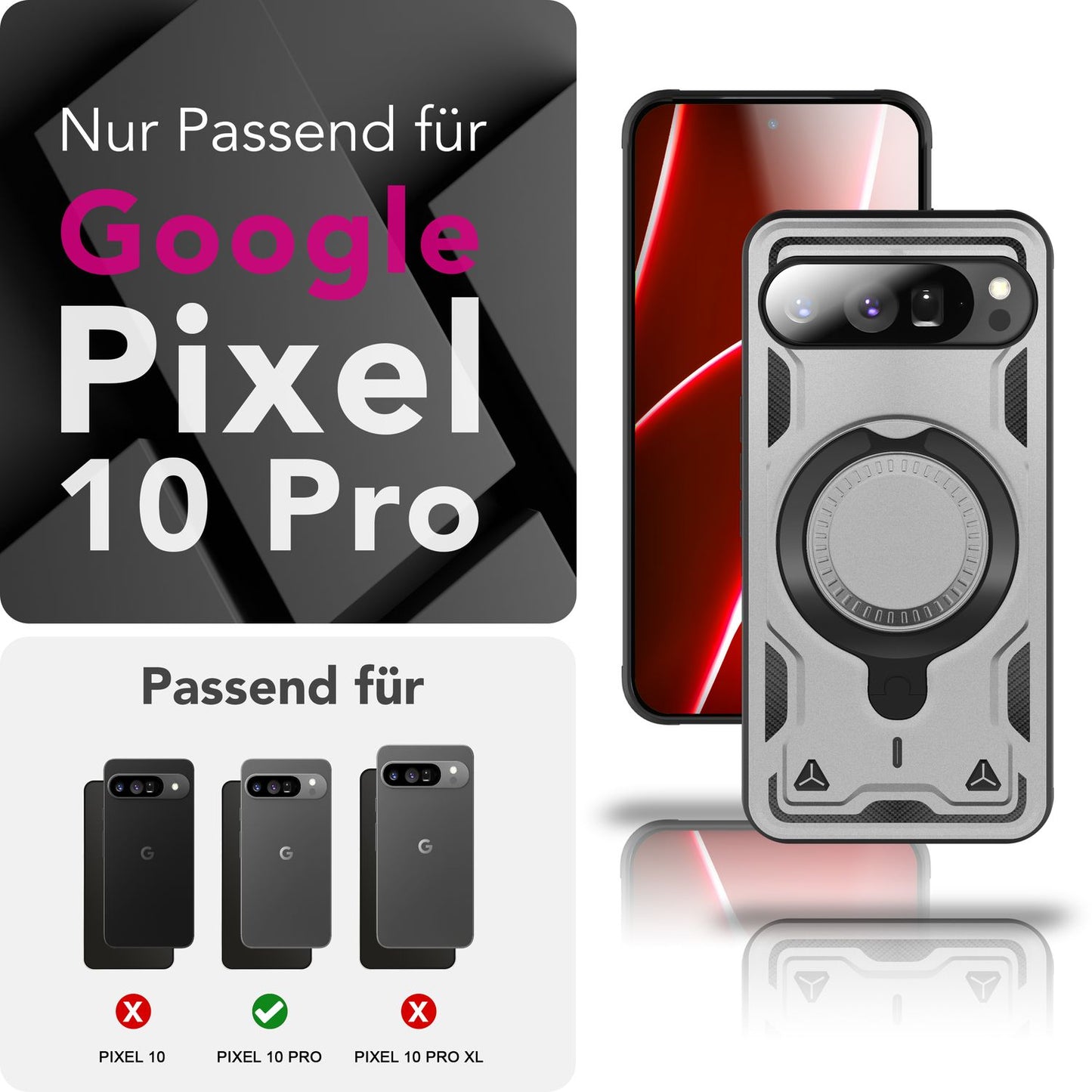 NALIA Hülle Stormguard für Google Pixel 10 Pro (Unzerstörbare Panzerhülle mit MagSafe), Schlagfeste Schutzhülle im Military Look, 360° Ring Ständer, Outdoor Cover