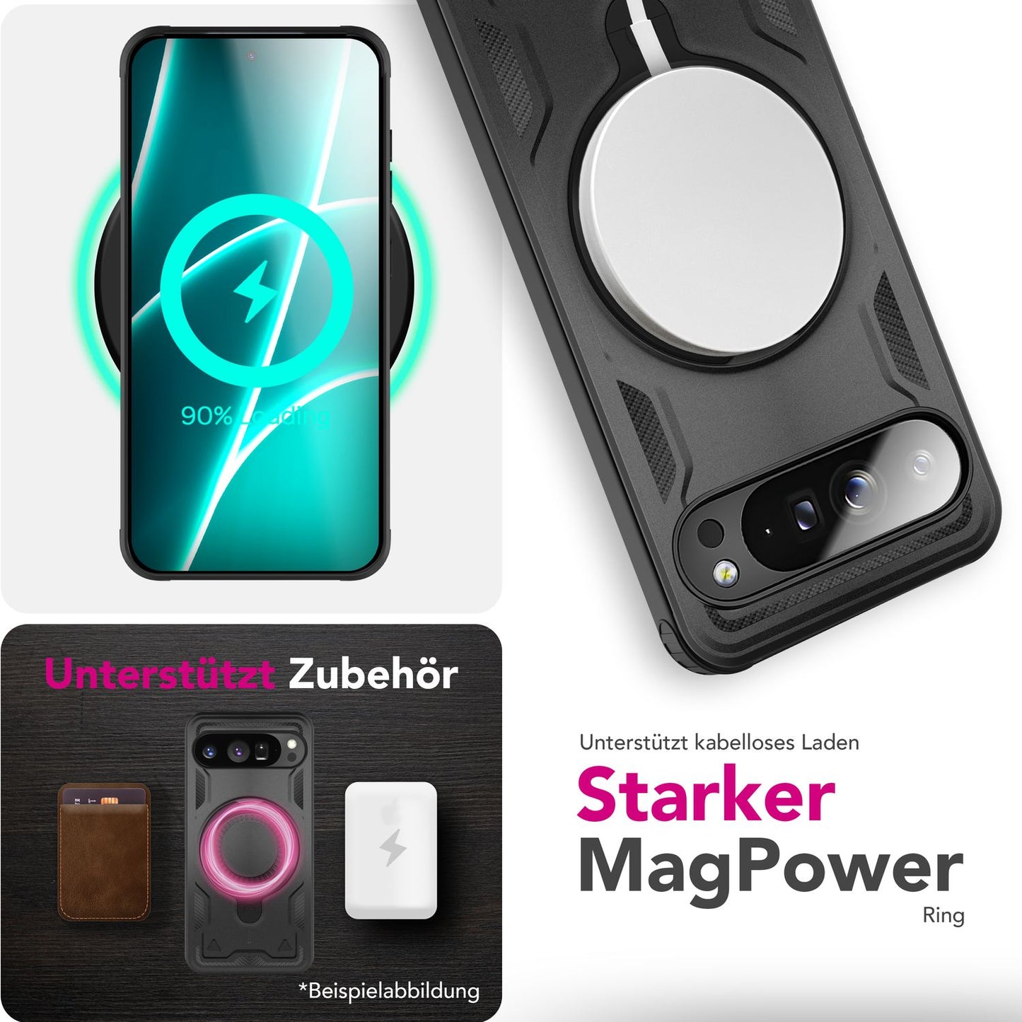 NALIA Stormguard Case for Google Pixel 10 Pro XL (Indestructible Armored Case with MagSafe), Shockproof Outdoor Protective Case in Military Style, 360° Rotating Ring &amp; Stand