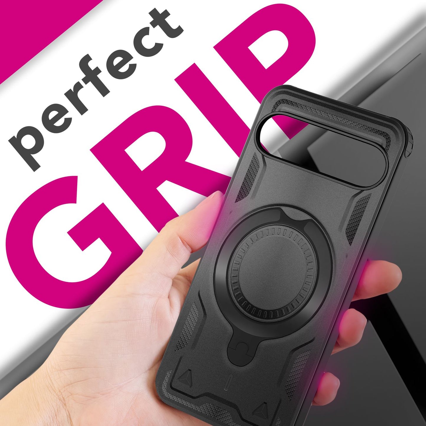 NALIA Stormguard Case for Google Pixel 10 Pro XL (Indestructible Armored Case with MagSafe), Shockproof Outdoor Protective Case in Military Style, 360° Rotating Ring &amp; Stand