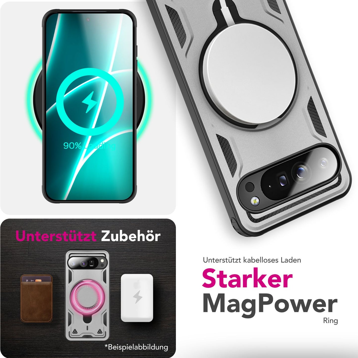 NALIA Stormguard Case for Google Pixel 10 Pro XL (Indestructible Armored Case with MagSafe), Shockproof Outdoor Protective Case in Military Style, 360° Rotating Ring &amp; Stand