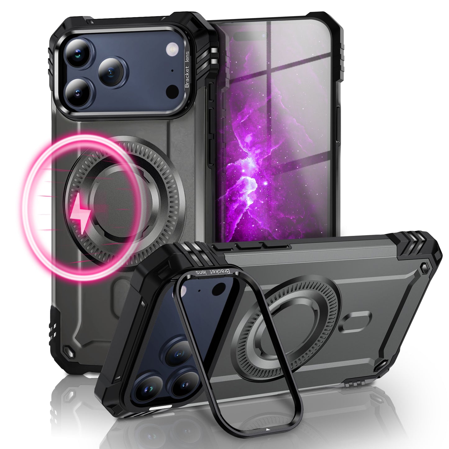 NALIA MagSafe Granite Case for Apple iPhone 17 Pro Max (Military Armor) - Rugged Armor Kickstand Cover, Shockproof Outdoor Protective Case, Military Style Case