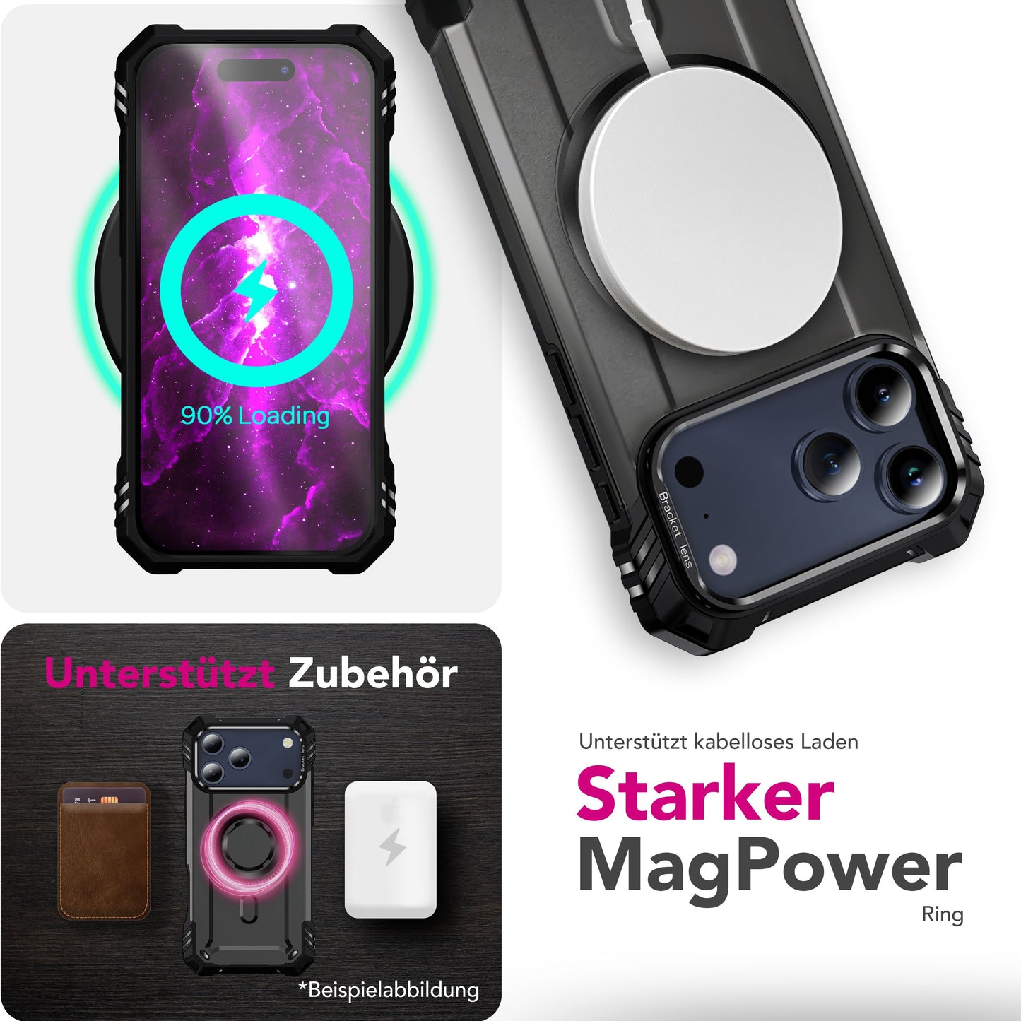 NALIA MagSafe Granite Case for Apple iPhone 17 Pro Max (Military Armor) - Rugged Armor Kickstand Cover, Shockproof Outdoor Protective Case, Military Style Case