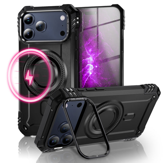 NALIA MagSafe Granite Case for Apple iPhone 17 Pro Max (Military Armor) - Rugged Armor Kickstand Cover, Shockproof Outdoor Protective Case, Military Style Case