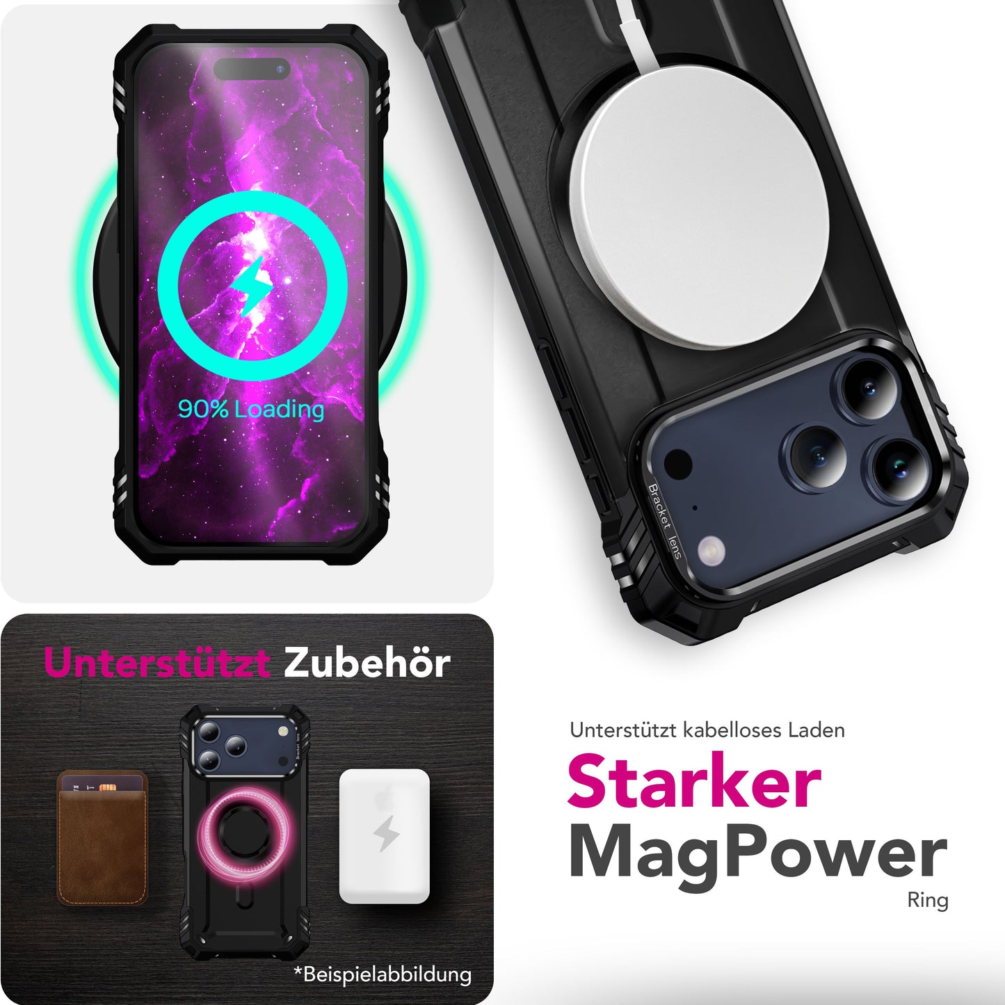 NALIA MagSafe Granite Case for Apple iPhone 17 Pro Max (Military Armor) - Rugged Armor Kickstand Cover, Shockproof Outdoor Protective Case, Military Style Case