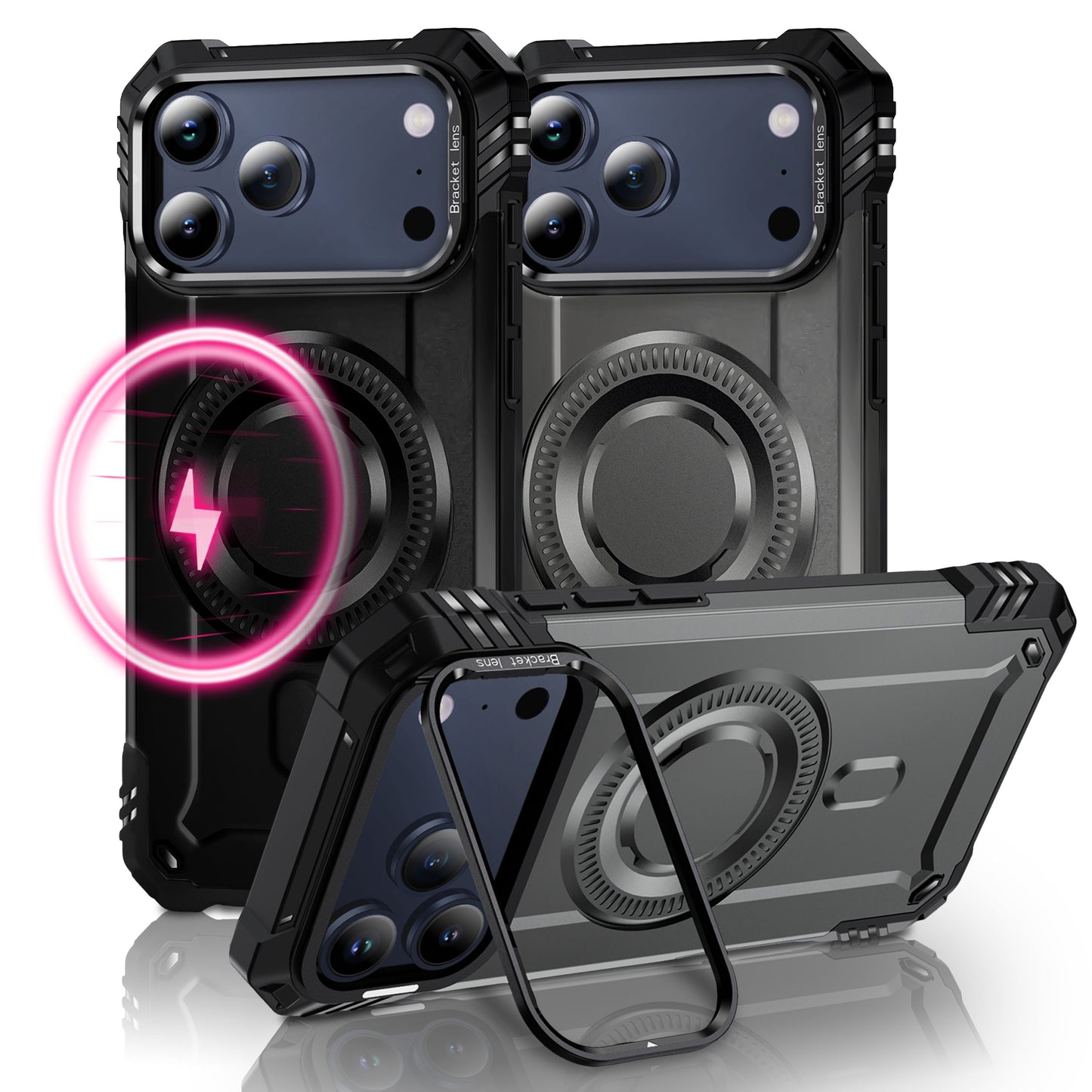 NALIA MagSafe Granite Case for Apple iPhone 17 Pro Max (Military Armor) - Rugged Armor Kickstand Cover, Shockproof Outdoor Protective Case, Military Style Case