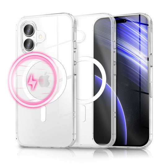 NALIA MagSafe Lumex Case for Apple iPhone 17 (Crystal Clear with MagPower) - Transparent Hard Case with TPU Frame &amp; Magnetic Ring, Shockproof, Anti-Yellowing, Clear, Precise Fit &amp; Robust