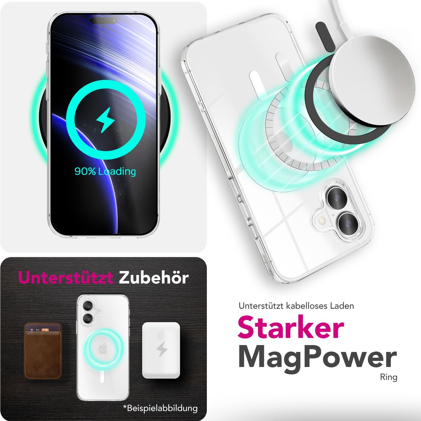 NALIA MagSafe Lumex Case for Apple iPhone 17 (Crystal Clear with MagPower) - Transparent Hard Case with TPU Frame &amp; Magnetic Ring, Shockproof, Anti-Yellowing, Clear, Precise Fit &amp; Robust