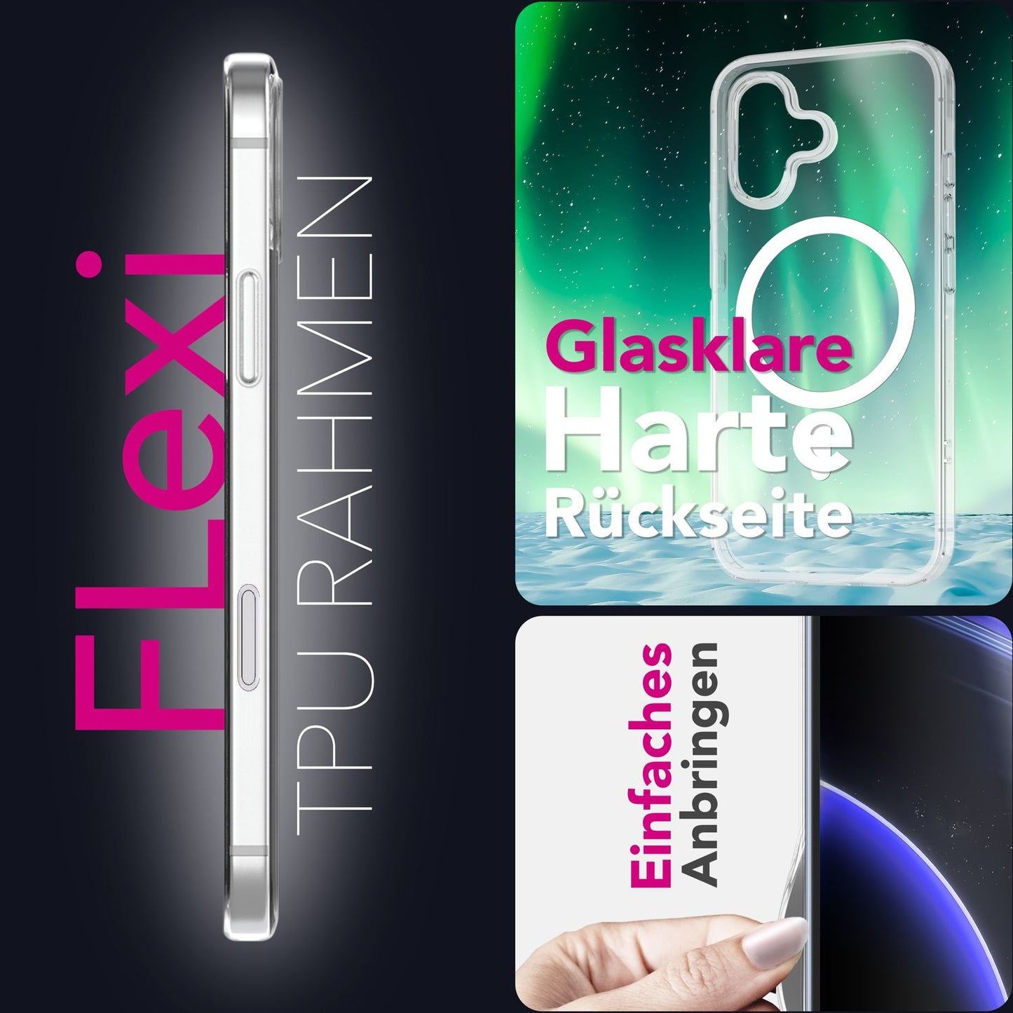 NALIA MagSafe Lumex Case for Apple iPhone 17 (Crystal Clear with MagPower) - Transparent Hard Case with TPU Frame &amp; Magnetic Ring, Shockproof, Anti-Yellowing, Clear, Precise Fit &amp; Robust