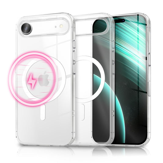 NALIA MagSafe Lumex hulstur fyrir Apple iPhone 17 Air (kristaltært með MagPower) - Þunnt hlífðarhulstur með segulhring, gegnsæju PC hulstri og TPU brún, gulnunarvarna, kristalhulstur