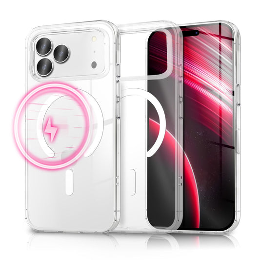 NALIA MagSafe Lumex hulstur fyrir Apple iPhone 17 Pro (kristaltært með MagPower) - gegnsætt harðspjald með segulhring, gegnsætt PC hulstur og TPU ramma, rispuþolið, höggþolið