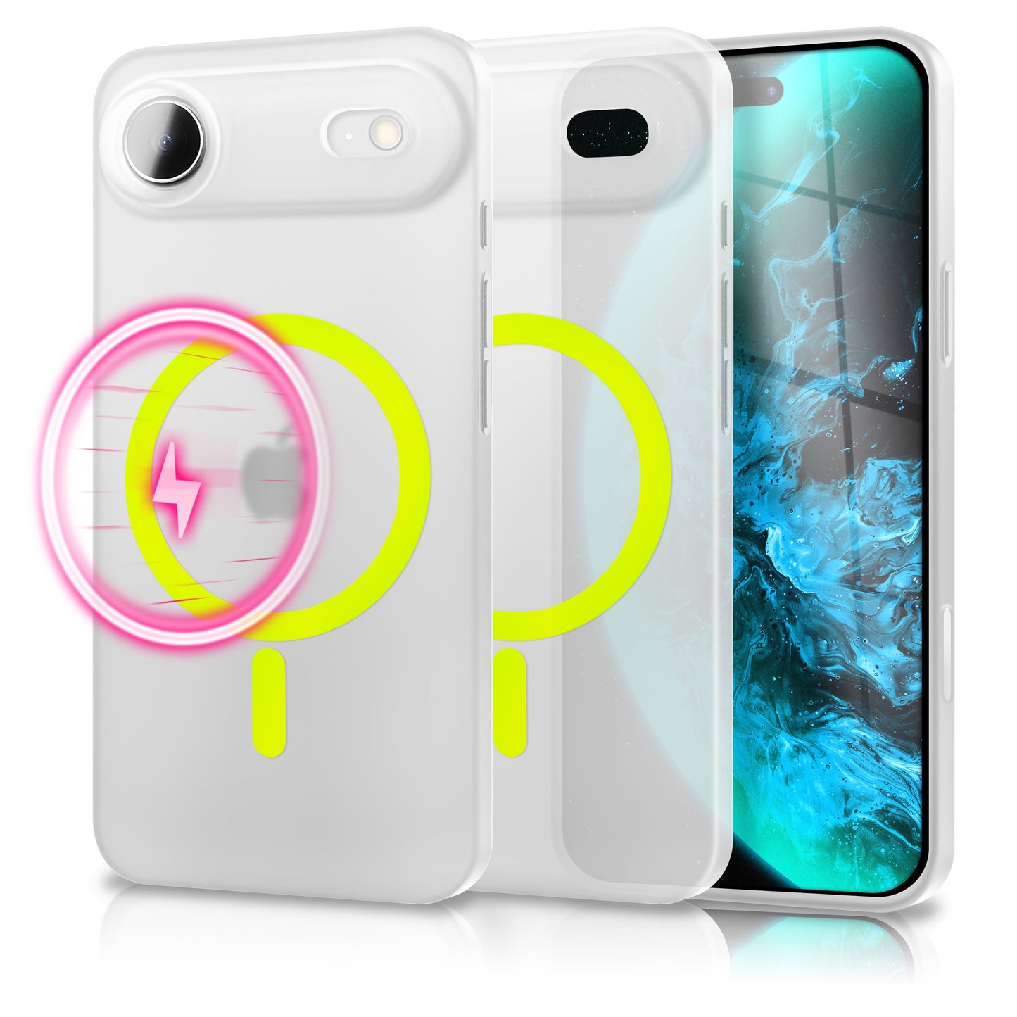 NALIA MagSafe Thinix Glow Case for Apple iPhone 17 Air (Extremely Thin with Light Ring) - 0.3mm Ultra-Slim Hardcover, Glows in the Dark, Transparent &amp; Matte