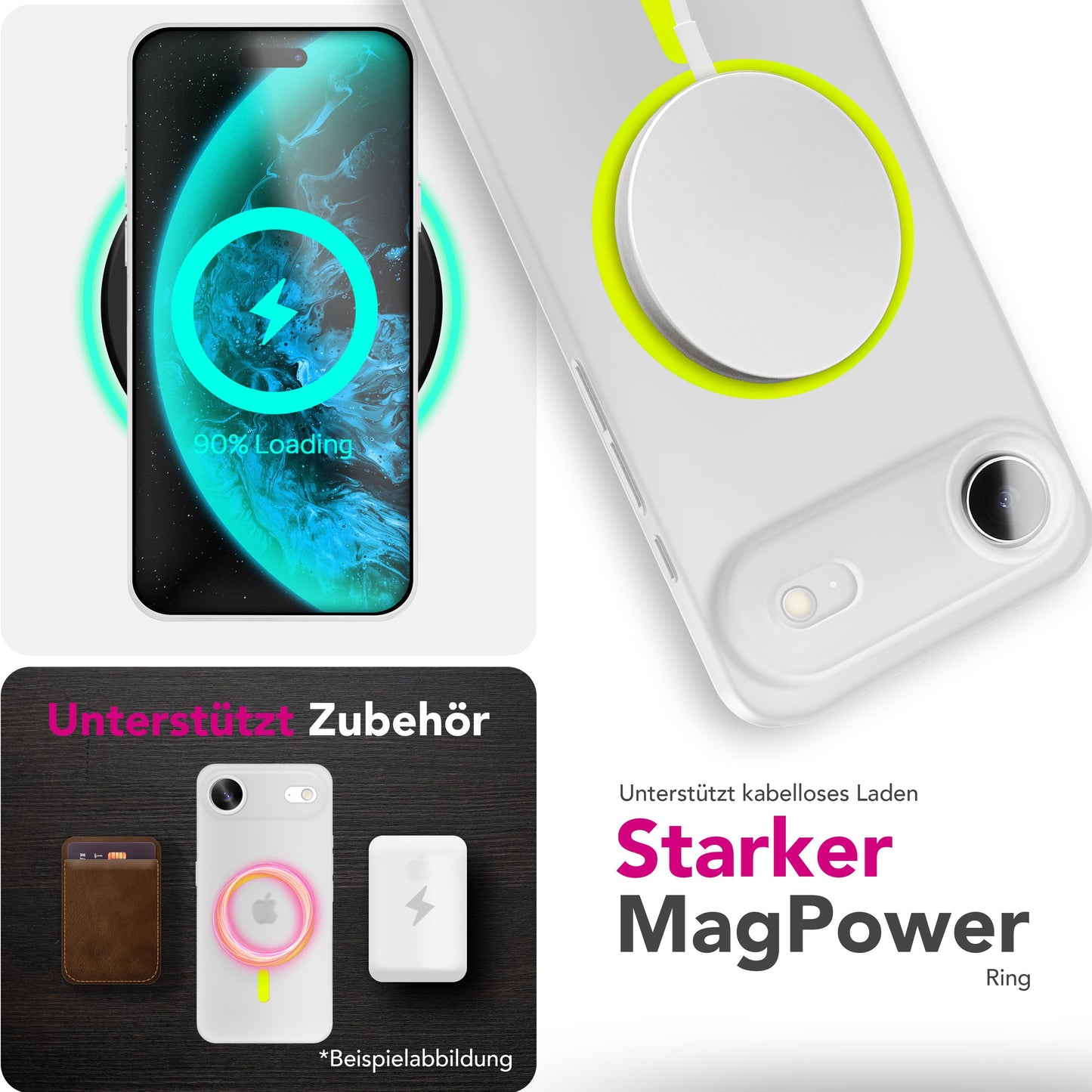 NALIA MagSafe Thinix Glow Case for Apple iPhone 17 Air (Extremely Thin with Light Ring) - 0.3mm Ultra-Slim Hardcover, Glows in the Dark, Transparent &amp; Matte