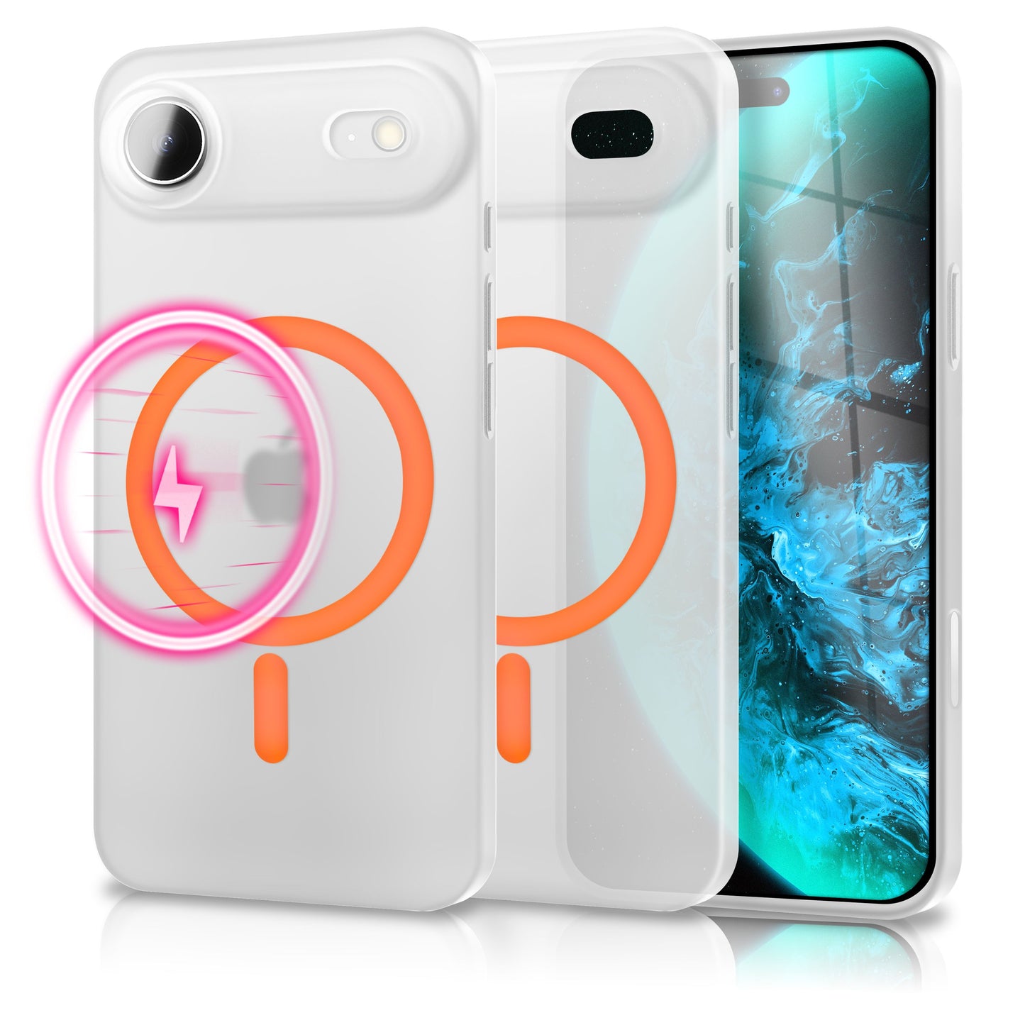 NALIA MagSafe Thinix Glow Case for Apple iPhone 17 Air (Extremely Thin with Light Ring) - 0.3mm Ultra-Slim Hardcover, Glows in the Dark, Transparent &amp; Matte