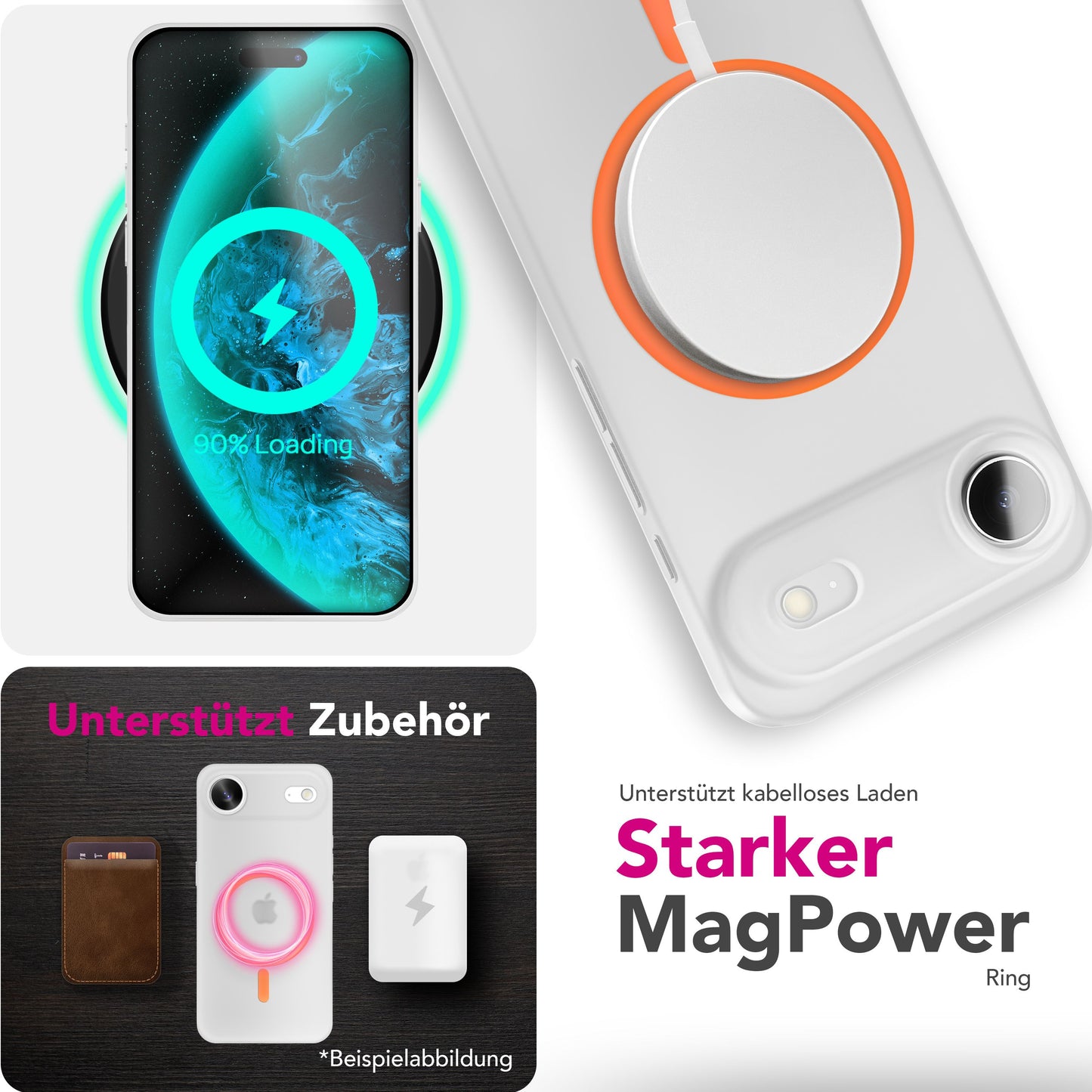 NALIA MagSafe Thinix Glow Case for Apple iPhone 17 Air (Extremely Thin with Light Ring) - 0.3mm Ultra-Slim Hardcover, Glows in the Dark, Transparent &amp; Matte