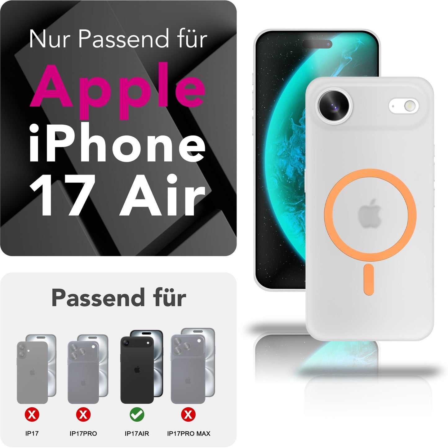 NALIA MagSafe Thinix Glow Case for Apple iPhone 17 Air (Extremely Thin with Light Ring) - 0.3mm Ultra-Slim Hardcover, Glows in the Dark, Transparent &amp; Matte