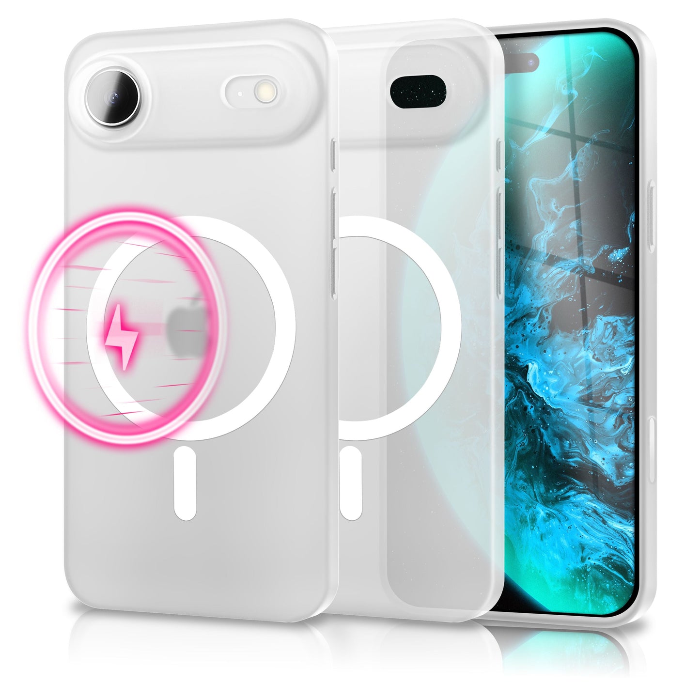 NALIA MagSafe Thinix Glow Case for Apple iPhone 17 Air (Extremely Thin with Light Ring) - 0.3mm Ultra-Slim Hardcover, Glows in the Dark, Transparent &amp; Matte