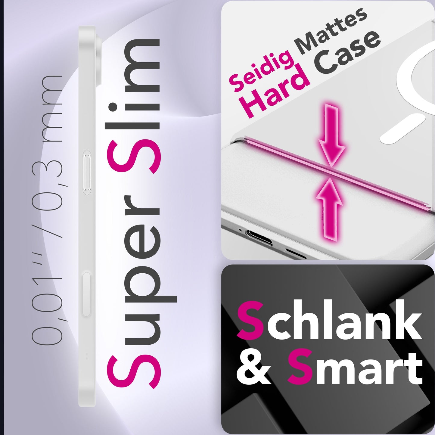 NALIA MagSafe Thinix Glow Case for Apple iPhone 17 Air (Extremely Thin with Light Ring) - 0.3mm Ultra-Slim Hardcover, Glows in the Dark, Transparent &amp; Matte