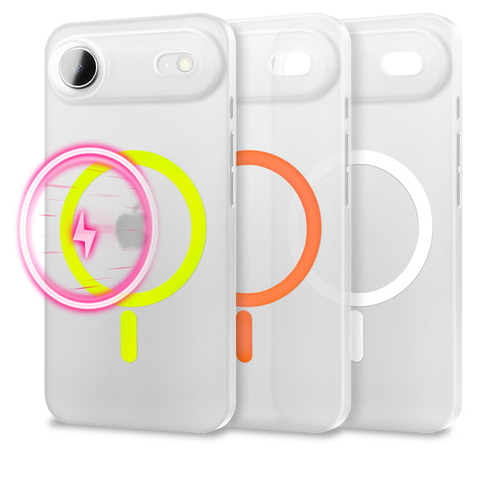 NALIA MagSafe Thinix Glow Case for Apple iPhone 17 Air (Extremely Thin with Light Ring) - 0.3mm Ultra-Slim Hardcover, Glows in the Dark, Transparent &amp; Matte