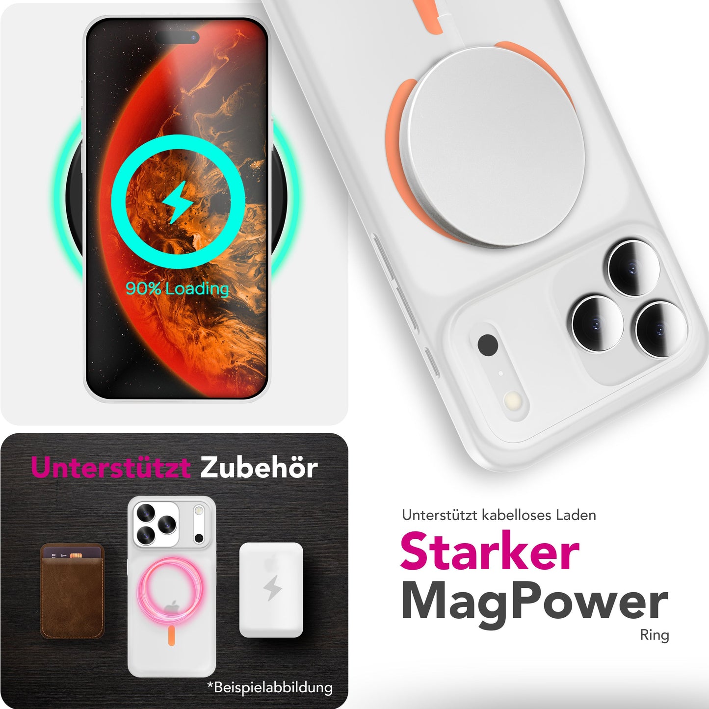 NALIA MagSafe Thinix Glow Case for Apple iPhone 17 Pro (Extremely Thin with Light Ring) - 0.3mm Slim Hard Case, Matte &amp; Transparent, Glow-in-the-Dark Ring