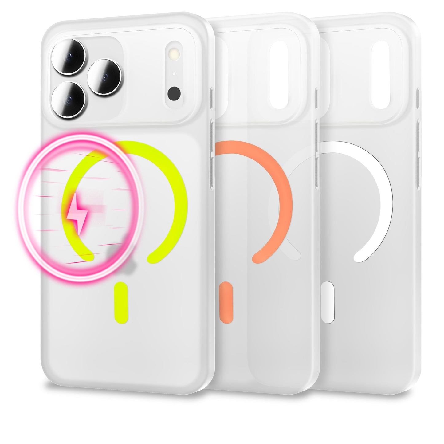 NALIA MagSafe Thinix Glow Case for Apple iPhone 17 Pro (Extremely Thin with Light Ring) - 0.3mm Slim Hard Case, Matte &amp; Transparent, Glow-in-the-Dark Ring