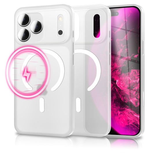 NALIA MagSafe Thinix Glow hulstur fyrir Apple iPhone 17 Pro Max (mjög þunnt með ljóshring) - 0,3 mm þunnt hulstur, lýsandi segulhringur, matt og frostað