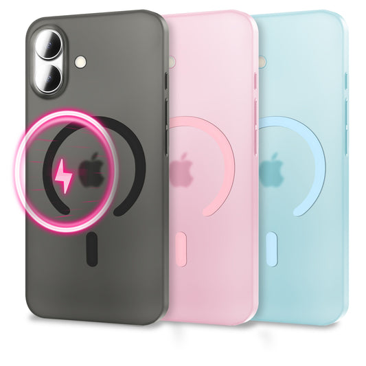 NALIA MagSafe Thinix hulstur fyrir Apple iPhone 17 (mjög þunnt með MagPower) - 0,3 mm ultra-þunnt hart hulstur, hálfgagnsætt, matt og fingrafaravarnandi, lágmarksútlit