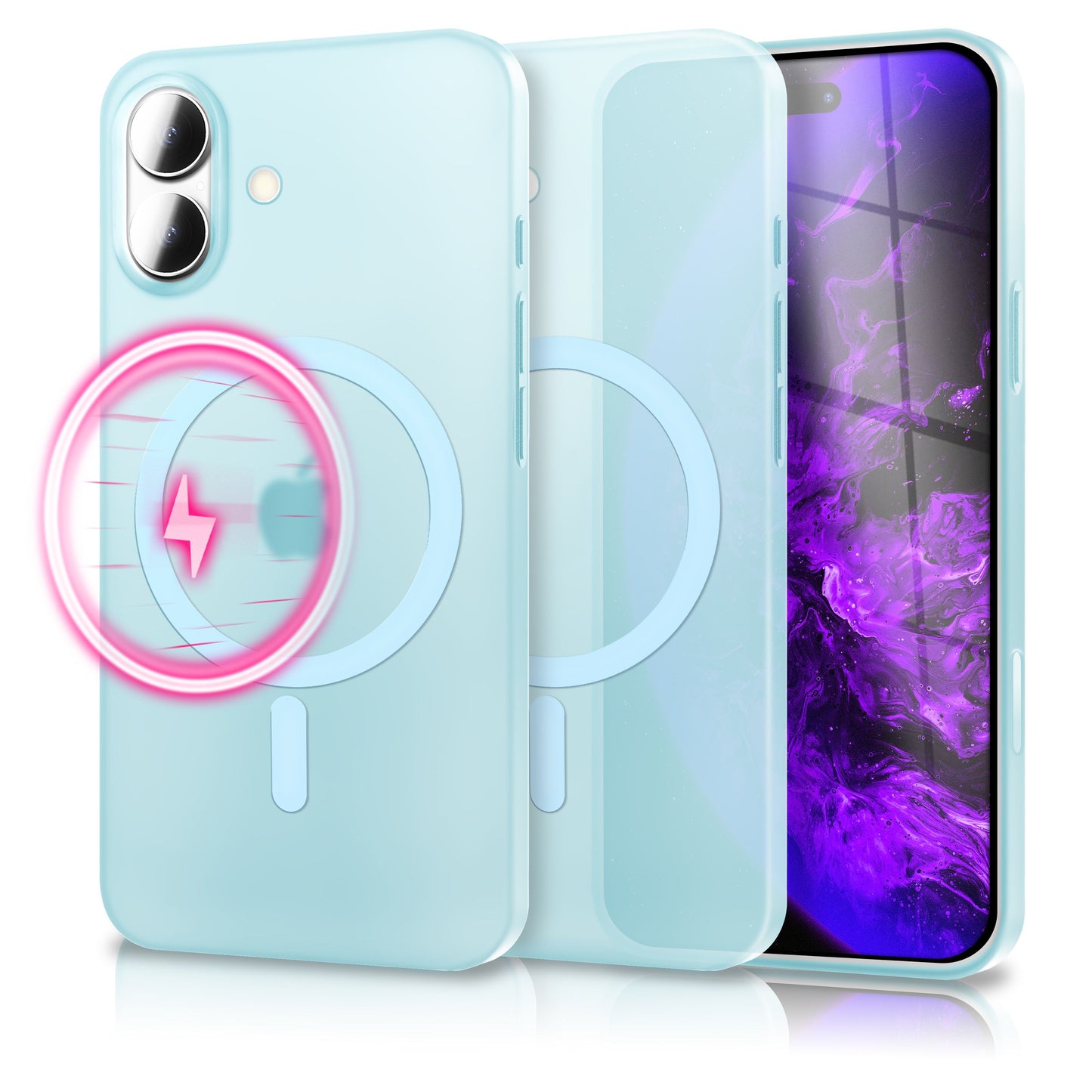 NALIA MagSafe Thinix hulstur fyrir Apple iPhone 17 (mjög þunnt með MagPower) - 0,3 mm ultra-þunnt hart hulstur, hálfgagnsætt, matt og fingrafaravarnandi, lágmarksútlit