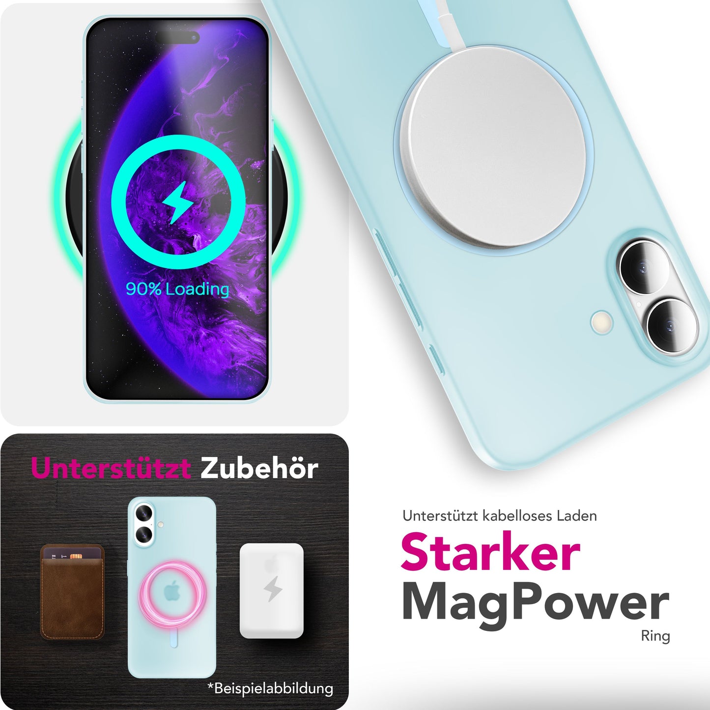 NALIA MagSafe Thinix hulstur fyrir Apple iPhone 17 (mjög þunnt með MagPower) - 0,3 mm ultra-þunnt hart hulstur, hálfgagnsætt, matt og fingrafaravarnandi, lágmarksútlit